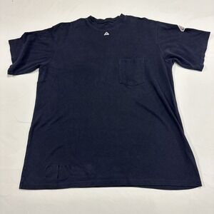 Bulwark FR Shirt Large Navy Blue Flame Resistant Cotton Workwear Pocket L SS